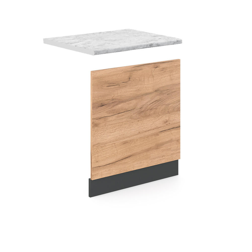 FRONTBLENDE R-Line Goldkraft Eiche 60 cm, AP Marmor - Honigeiche/Anthrazit, Holzwerkstoff (60/57.2/1.6cm) - Vicco