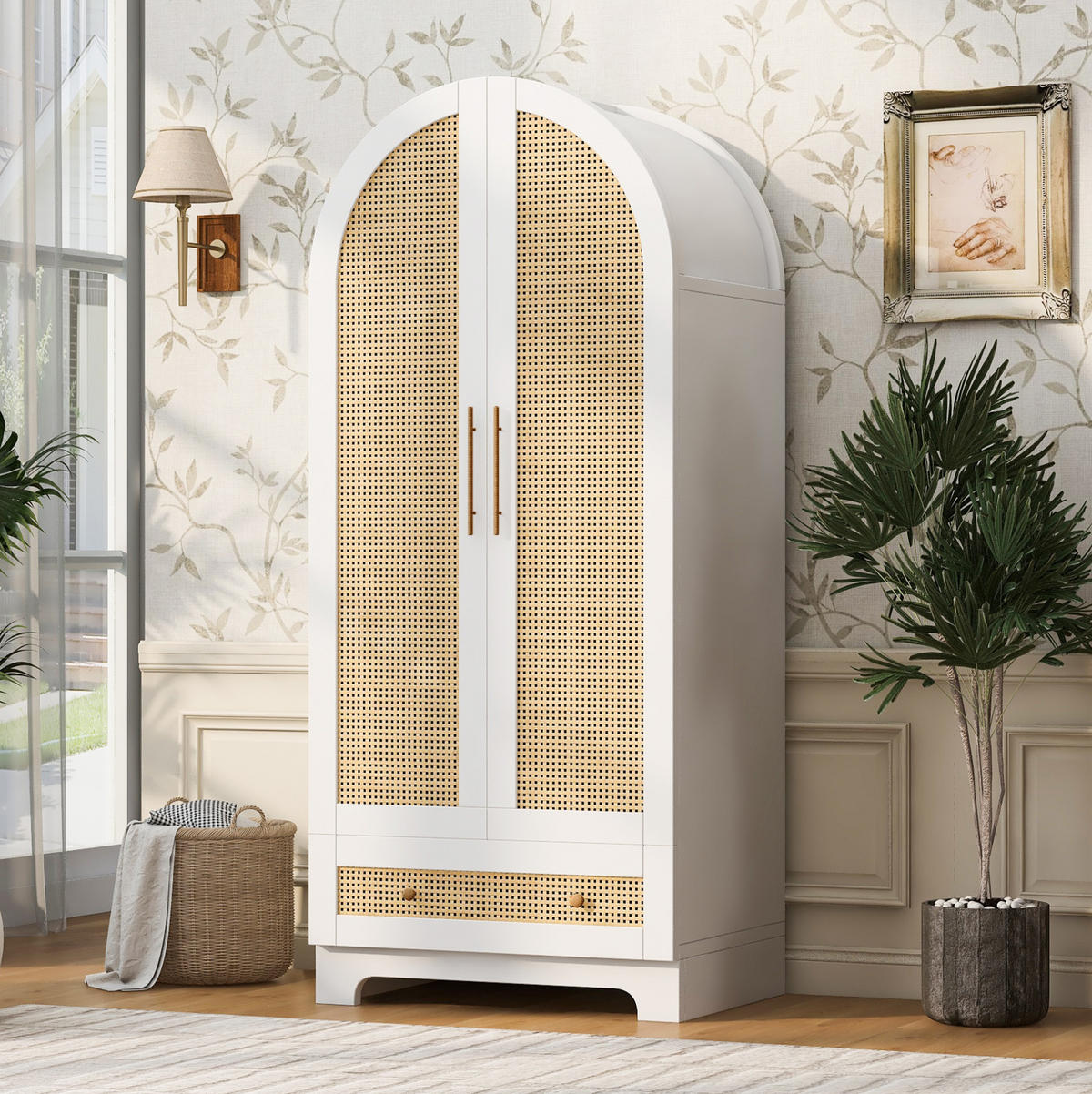 KLEIDERSCHRANK 70/55/170 cm aus Holz mit Schubladen, Weiß - Weiß, Holz (55/170/70cm) - OKMYHOME