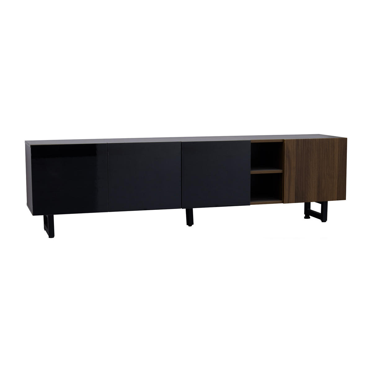 TV-ELEMENT180X38X50CM Lowboard schwarz-Naturfarben mit 4 Türen und Holzoptik - Schwarz, Holz (47.5/19/80.7cm) - Raelunyi
