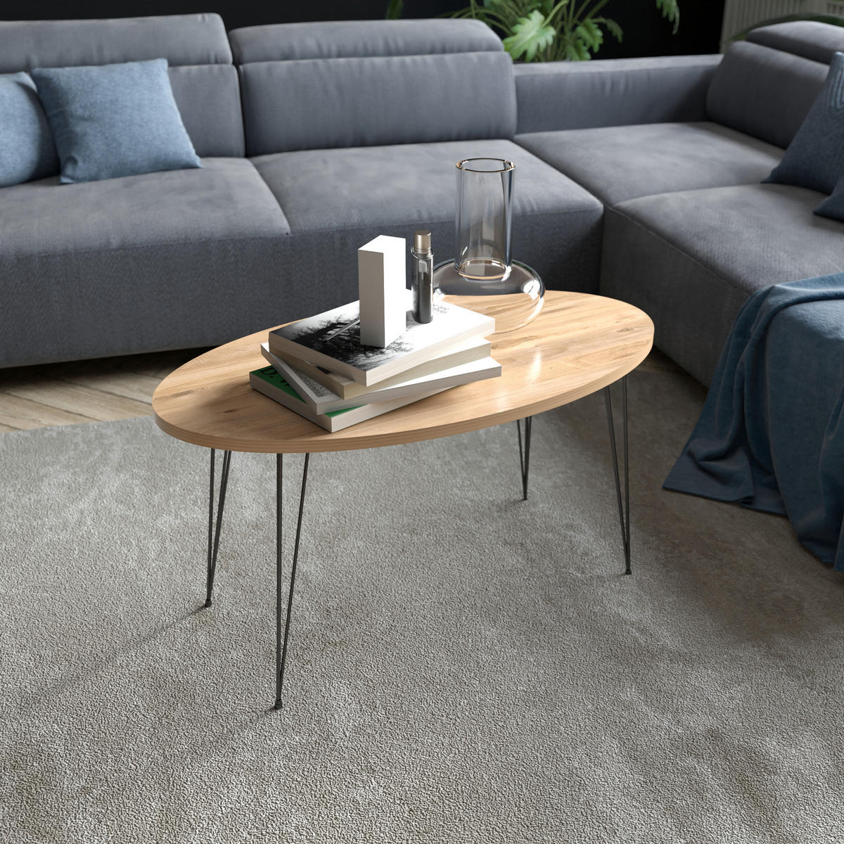 COUCHTISCH Skævinge 90/50/43 - Braun, Metall (50/90/43cm) - [en.casa]