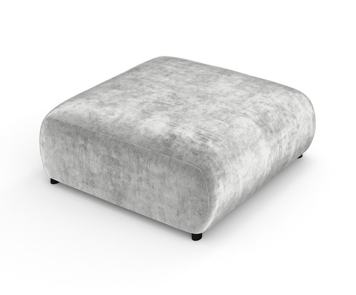 POUF L Zanzibar Hellgrau Chenille - Hellgrau/Schwarz, Holz/Holzwerkstoff (110/37/110cm) - Maison de Reve