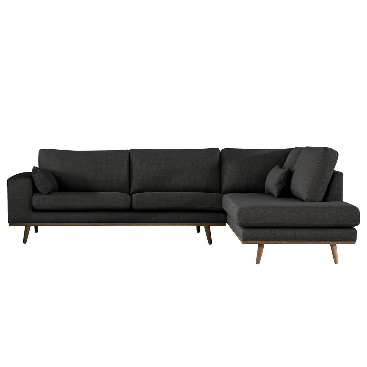 ECKSOFA mit Ottomane - Eichefarben/Schwarz, Eichenholz/Textil (287/219cm) - home24