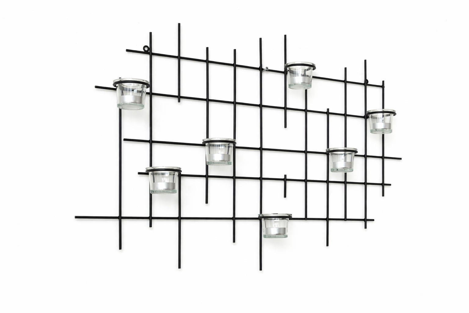 WANDTEELICHTHALTER 7-flammig Metall Schwarz 83/9/49 cm - Schwarz, Metall (49cm) - DanDiBo