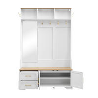 SCHUHSCHRANK mit LED-Beleuchtung, Spiegel, Haken und Schubladen - Multicolor, Holz (40/187/120cm) - Meubles Cosy