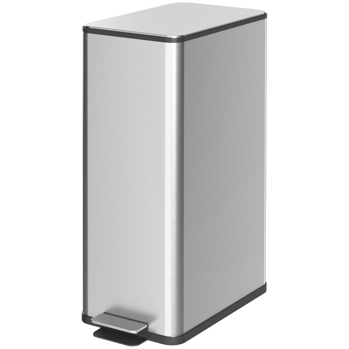 MÜLLEIMER KÜCHE 20L TRETEIMER EDELSTAHL Softclose Deckel 37,2/21,5/57 cm - Silberfarben, Metall (21.5/57/37.2cm) - Rolipo