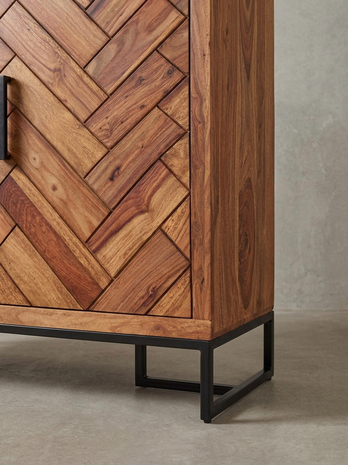 SCHUHSCHRANK – Massivholz, 100x105x40 cm, Fischgrätmuster, große Ablage - Schwarz/Braun, Holz/Metall (100/105/40cm) - KADIMA DESIGN