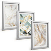 BILDER SET 3er Set - 20x30 cm Silberner Rahmen - Elegante Marmormuster - Silberfarben, Kunststoff (20/30cm) - TULUP