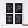 POSTER Set mit 4 Schwarz Küche Patent A4 Rahmenlos - Klar, Papier (29.7/3cm) - Nacnic