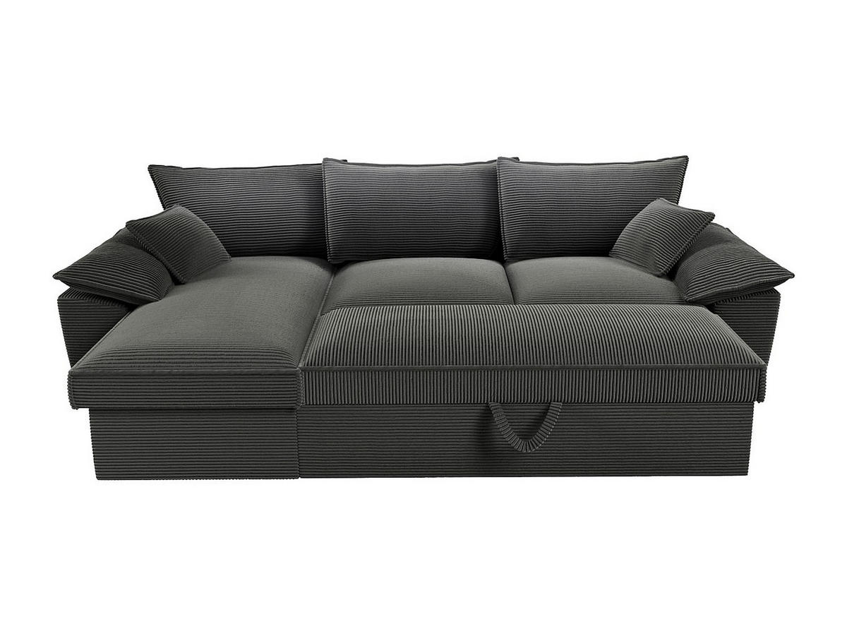 ECKSOFA mit Schlaffunktion + Bettkasten - Ecke links - Cord - Dunkelgrau - GUILLERMO - Grau, Textil (257/168cm) - Vente-Unique
