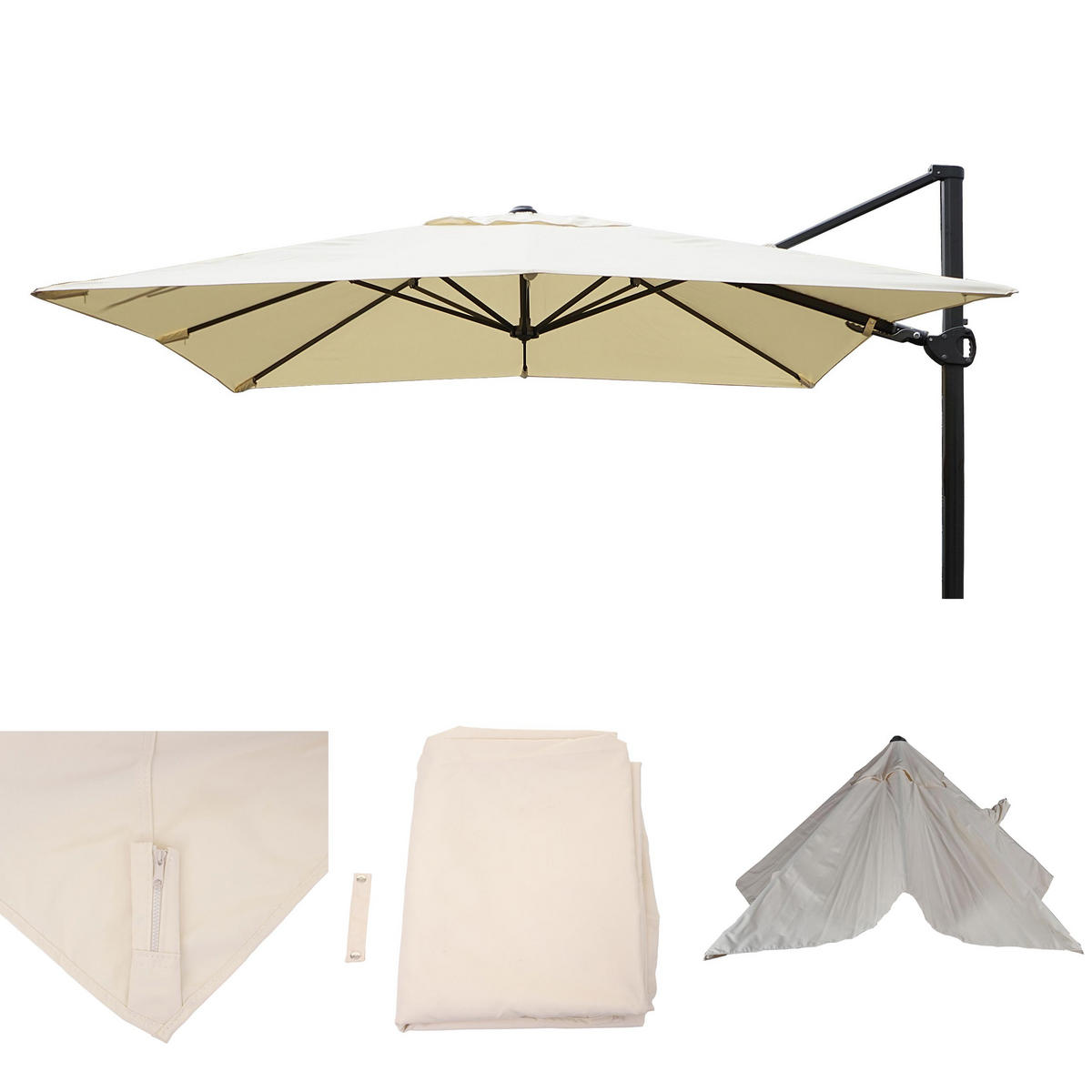 ERSATZ-BEZUG FÜR SCHIRM I Cremeweiß - Weiß, Textil (286/286cm) - MCW