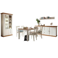 ESSZIMMER-SET weiß Pinie, Eiche Wotan, Landhaus Speisezimmer 4-teilig - Eichefarben/Silberfarben, Holzwerkstoff/Metall (210/204/88cm) - Furn.Design
