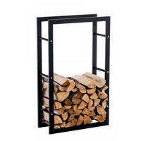 KAMINHOLZREGAL 80/25/100 cm Metall schwarz - Schwarz, Metall (80/100/25cm) - CLP