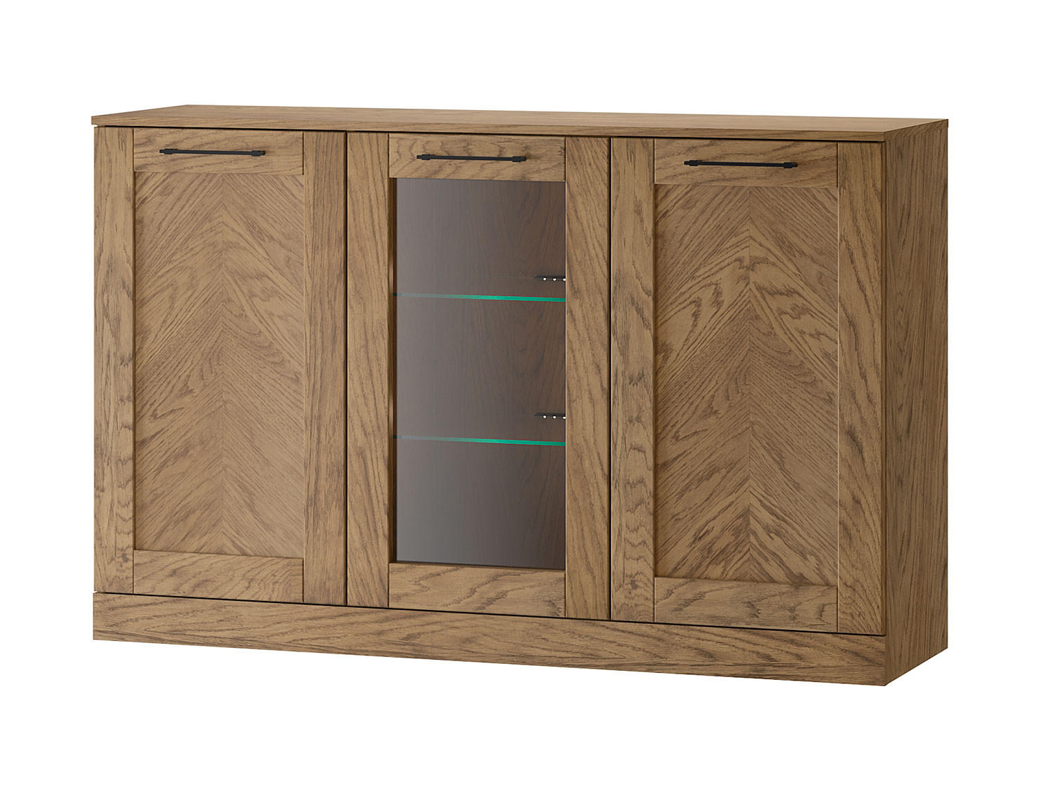 STANDVITRINE Cozy Eiche Rustikal 140 / 42 / 90cm - Eichefarben/Braun, Holz/Metall (140/90/42cm) - Feldmann-Wohnen