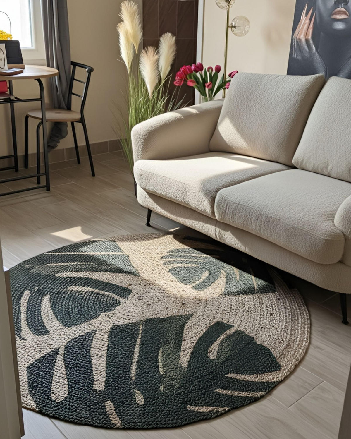 COVOR împletit Incik 140/140 cm - bej, materiale naturale (140/140cm) - Beliani