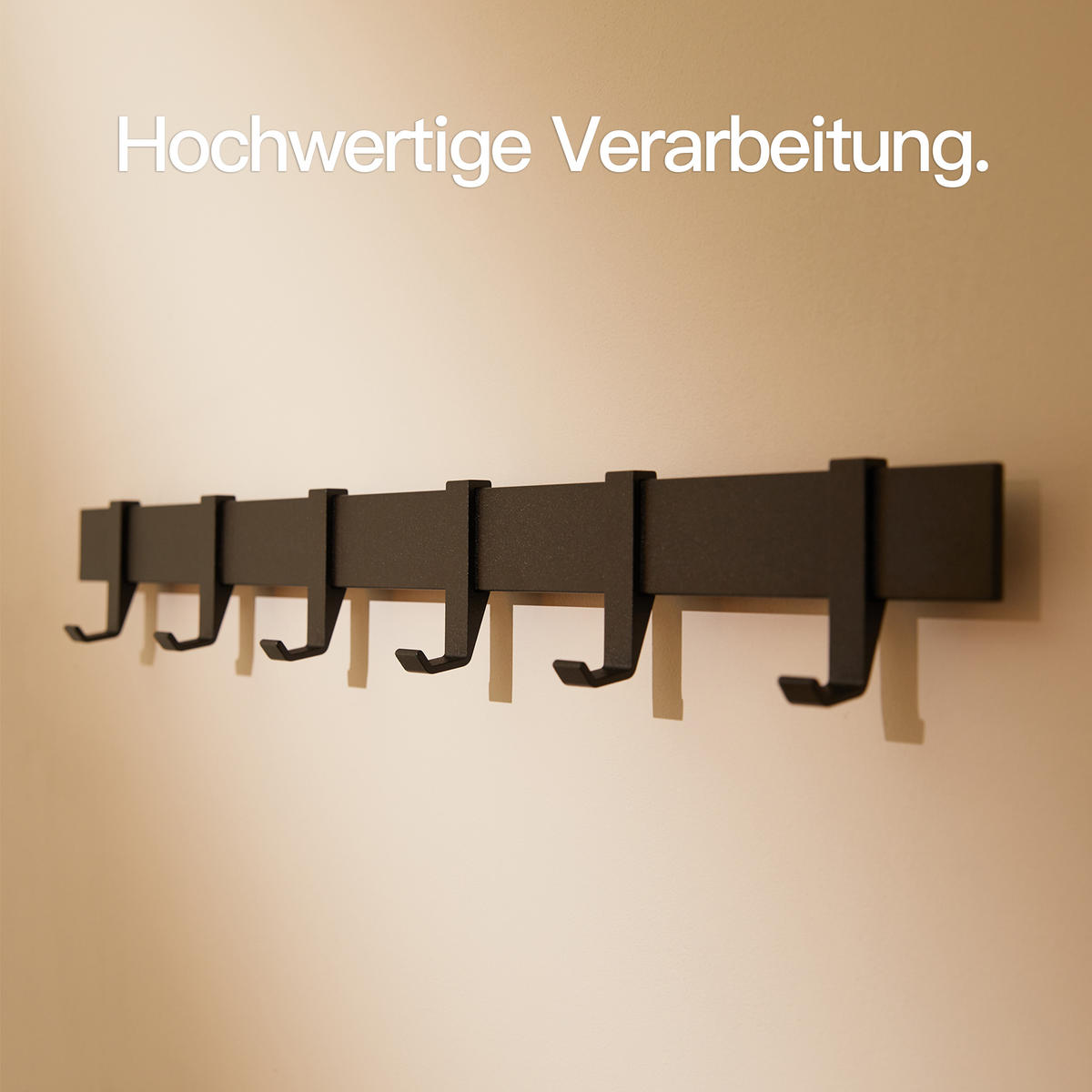 MODERNE GARDEROBENLEISTE Wandgarderobe Matt Schwarz 58 cm - Schwarz, Metall (58/7/5cm) - Designfabrik Hamburg