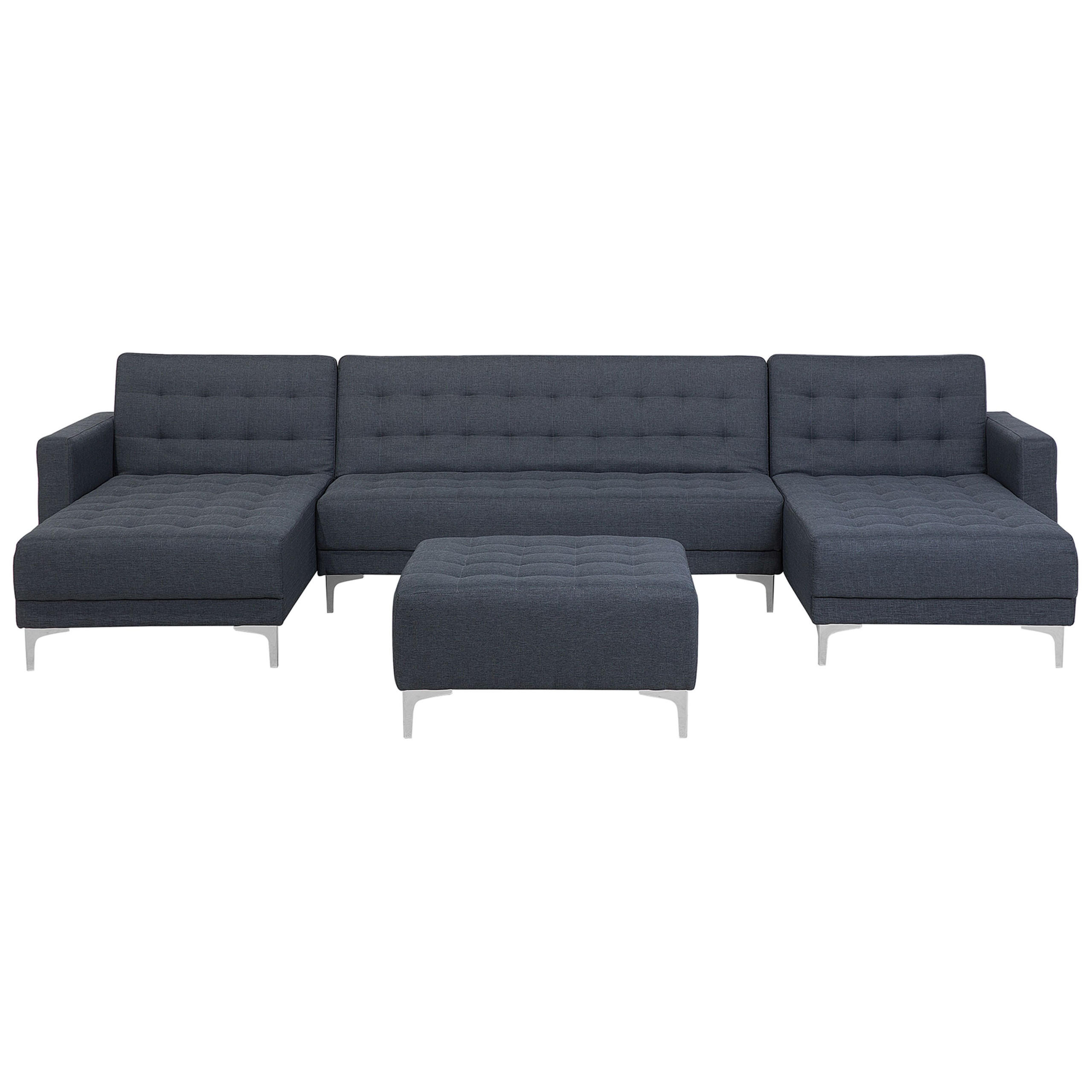 SCHLAFSOFA U-förmig mit Ottomane Polsterbezug Dunkelgrau Aberdeen - Dunkelgrau, Textil (348/83/168cm) - Beliani