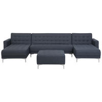 SCHLAFSOFA U-förmig mit Ottomane Polsterbezug Dunkelgrau Aberdeen - Dunkelgrau, Textil (348/83/168cm) - Beliani
