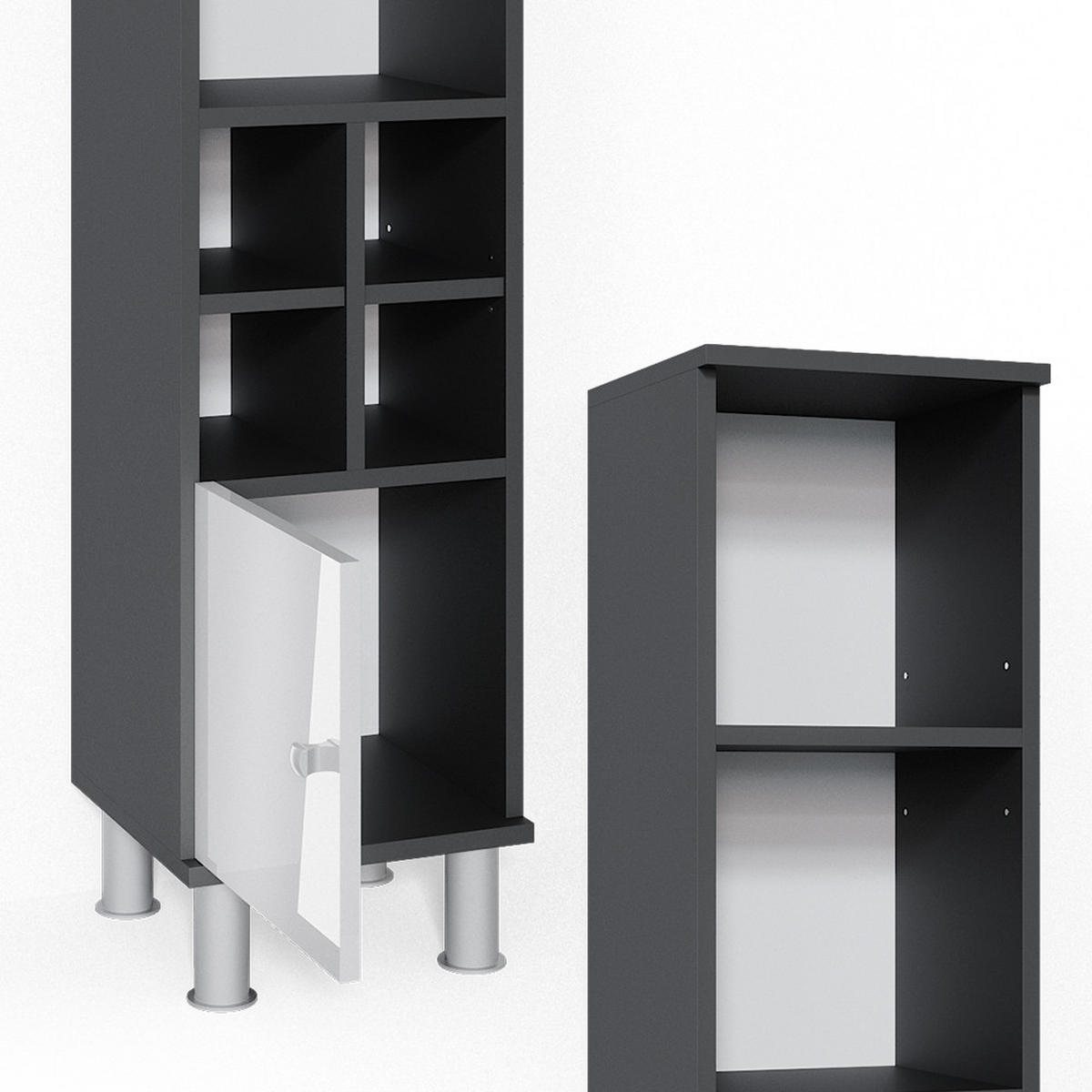 MIDISCHRANK Fynn Weiß Hochglanz 30 x 130.6 cm kleine Tür - Weiß Hochglanz, Holzwerkstoff (30/130.6/30cm) - Vicco