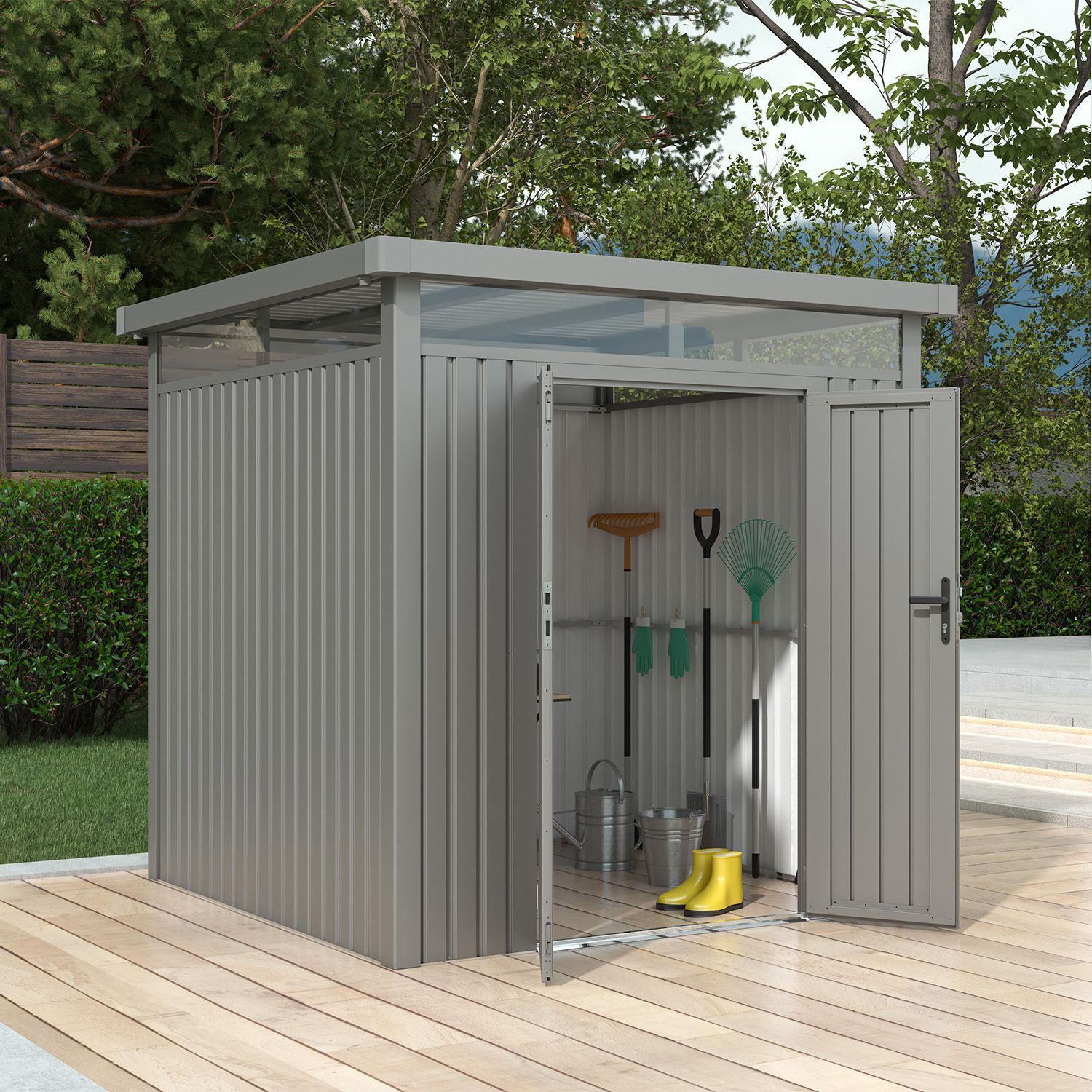 GERÄTEHAUS Luzern Pro Taupe - Taupe, Metall (230/222/230cm) - Juskys