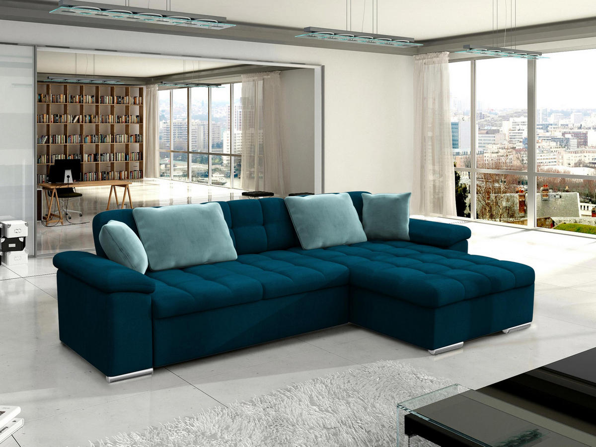 ECKSOFA Diana Premium, Seite: Rechts - Türkis, Holz/Textil (280/160cm) - MIRJAN24