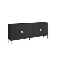 KOMMODE AXIS 213,2/87,6/40cm mit Schubladen 4 Türen Schwarz - Schwarz, Holzwerkstoff (213.2/87.6/40cm) - MASSENO