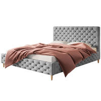POLSTERBETT LUX Miami mit Kopfteil, 120 x 200 cm, Doppelbett mit Lattenrost aus Holz, Velourstoff Grau, Füße in Farbe: Braun - Grau, Holz/Textil (120/200cm) - Alpi-Möbel