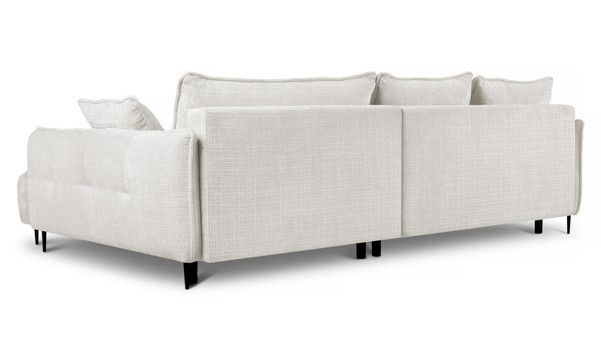 ECKSOFA Oblivio Cremeweiß Chenille - Creme/Schwarz, Textil/Metall (285/200cm) - Selsey