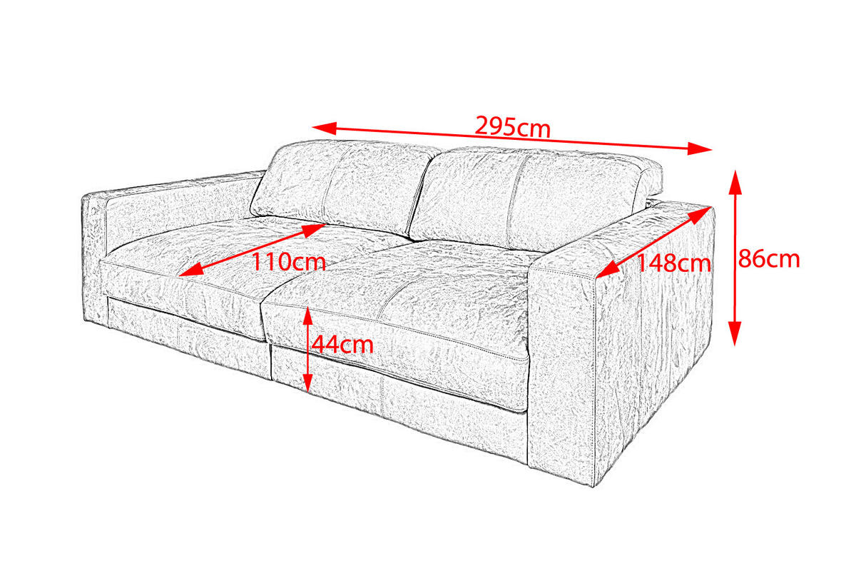 LEDERSOFA GIGANT Anthrazit Leder - Anthrazit/Schwarz, Leder (295/86/148cm) - KAWOLA