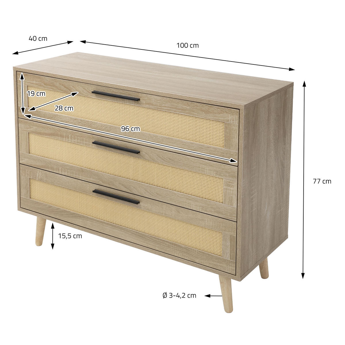 KOMMODE - Beige, Holzwerkstoff (100/77/40cm) - ML-DESIGN