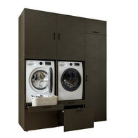 WASCHMASCHINENSCHRANK Serie 2 194cm Breit, 240cm Hoch - Schwarz, Holzwerkstoff (194/240/67cm)