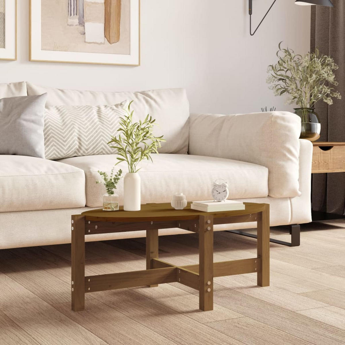 COUCHTISCH Honigbraun 87x48x35 cm Massivholz Kiefer - Braun, Holz (87/48/35cm) - furnicato