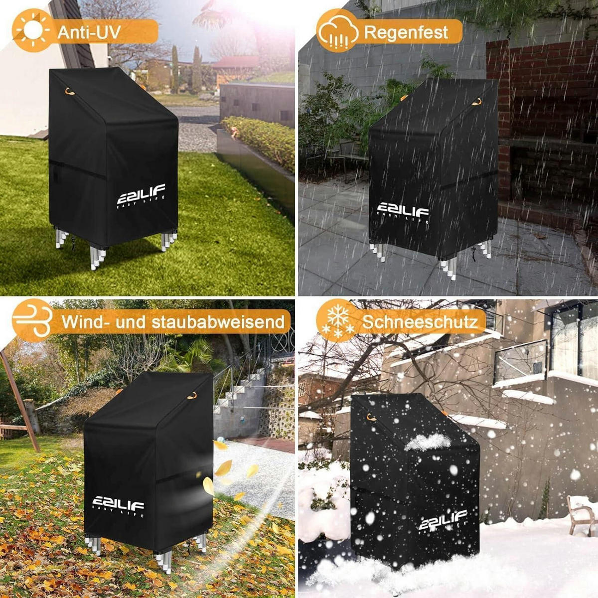 GARTENSTUHL Abdeckung 420D Oxford 70 x 70 x 80/120 cm - Schwarz, Textil (70/120/70cm)