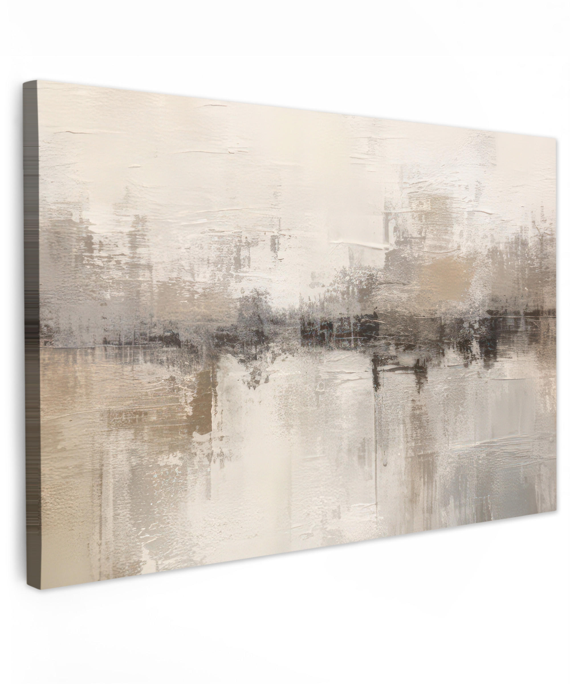 LEINWANDBILD Moderne Kunst - Abstrakt - Beige 30x20 cm - Beige, Textil (30/20cm) - MuchoWow