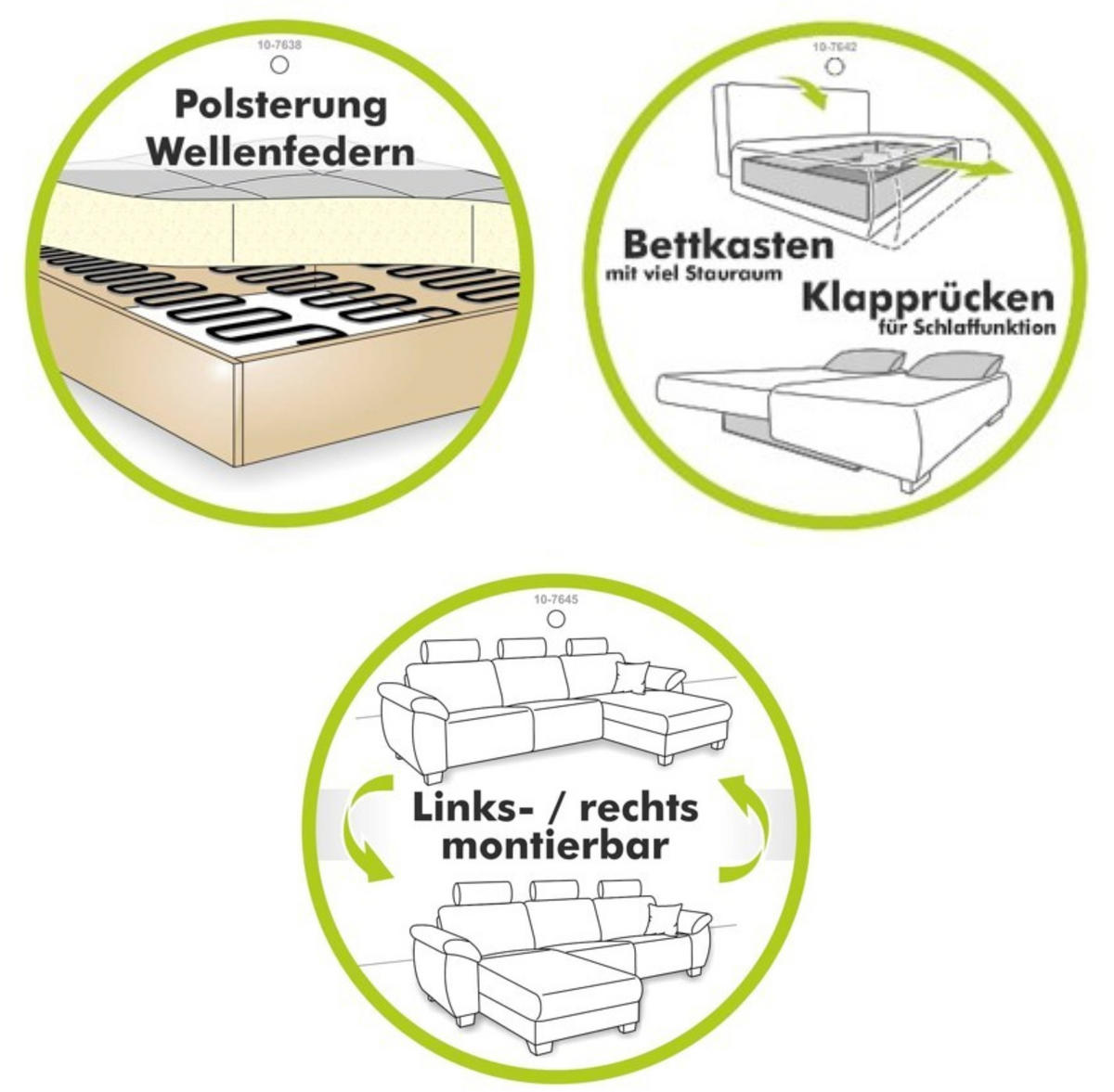 WOHNLANDSCHAFT Schlaffunktion Bettkasten Wellenunterfederung, spiegelverkehrt montierbar U-Form B379/T227/H86 cm, Cord Beige Grau / 15200 - Greige/Eichefarben, Holz/Textil (379/86/227cm) - luma-home