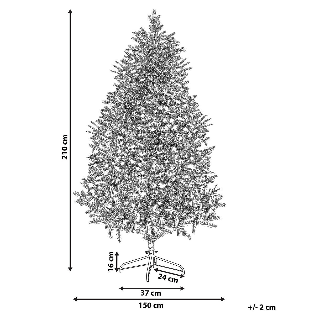 WEIHNACHTSBAUM 210 cm Weiß Bassie - Weiß, Kunststoff (210cm) - Beliani