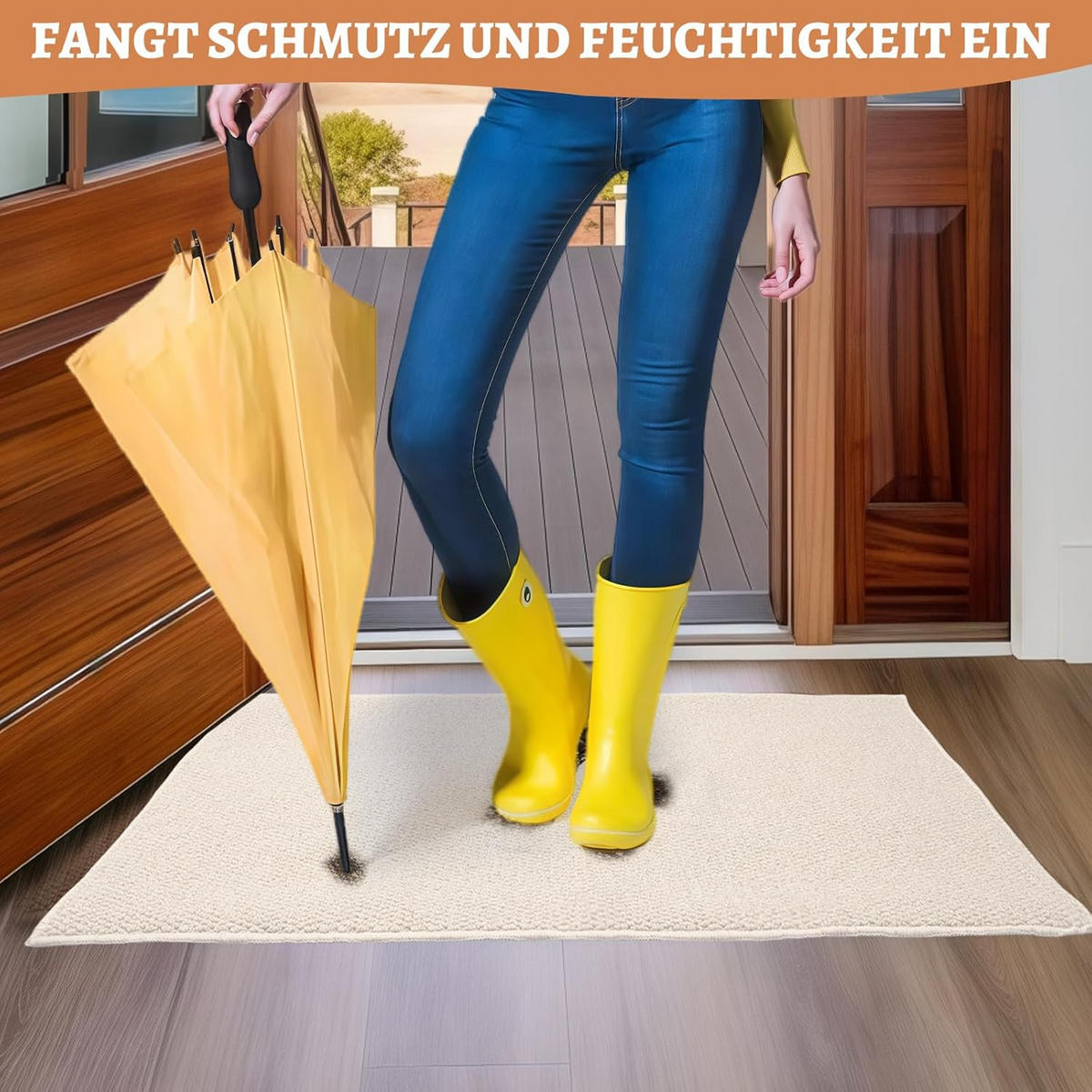 FUSSMATTE Rutschfest Fußmatte Außen und Innen,Beige,50*80cm - Beige, Textil (50/80cm) - Kaket
