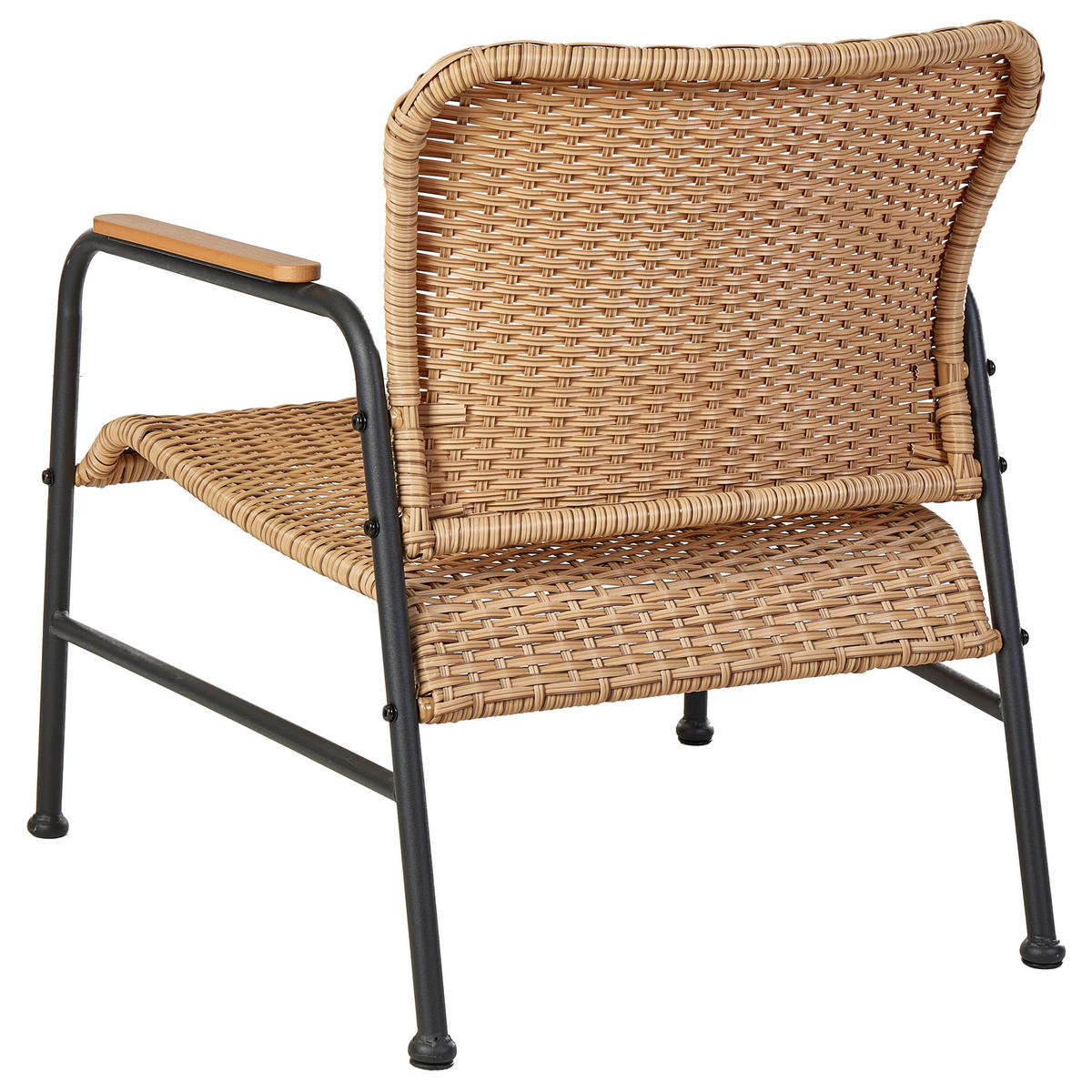 GARTENLOUNGE 4-Sitzer Naturfarben Ofanto - Schwarz/Naturfarben, Kunststoff - Beliani