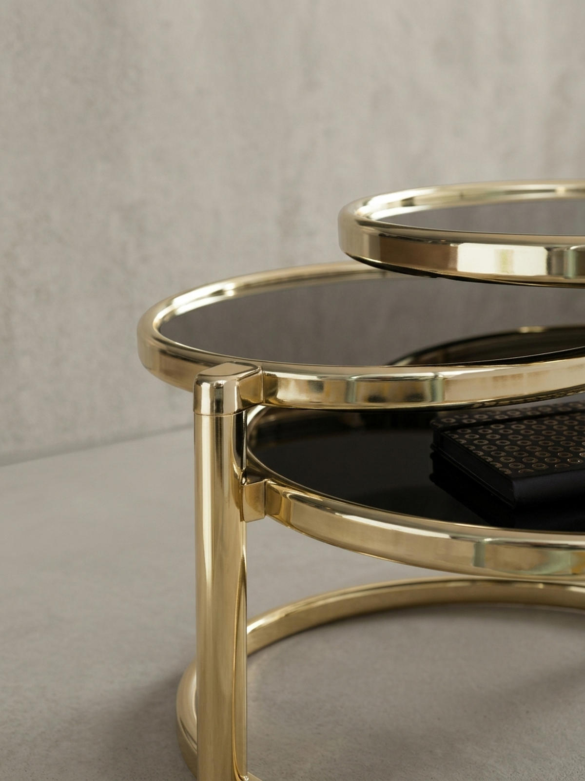 BEISTELLTISCH Glas Stahlgestell Schwenkbare Platten, Gold 58x58x43 cm - Goldfarben, Glas/Metall (58/58/43cm) - KADIMA DESIGN