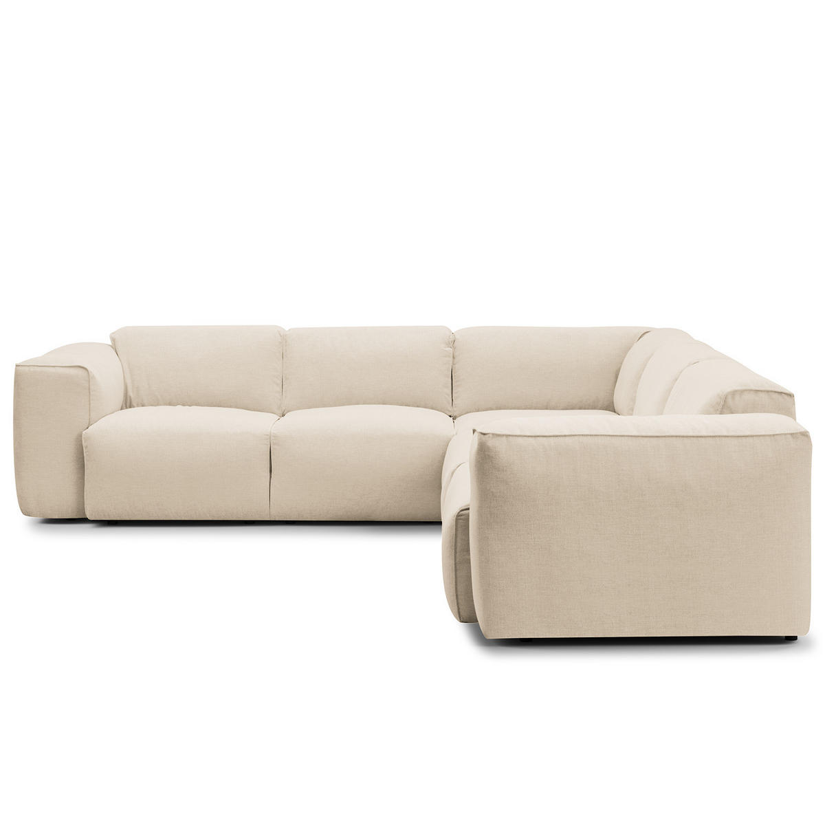 ECKSOFA mit Rundecke - Beige/Schwarz, Kunststoff/Textil (325/260cm) - home24