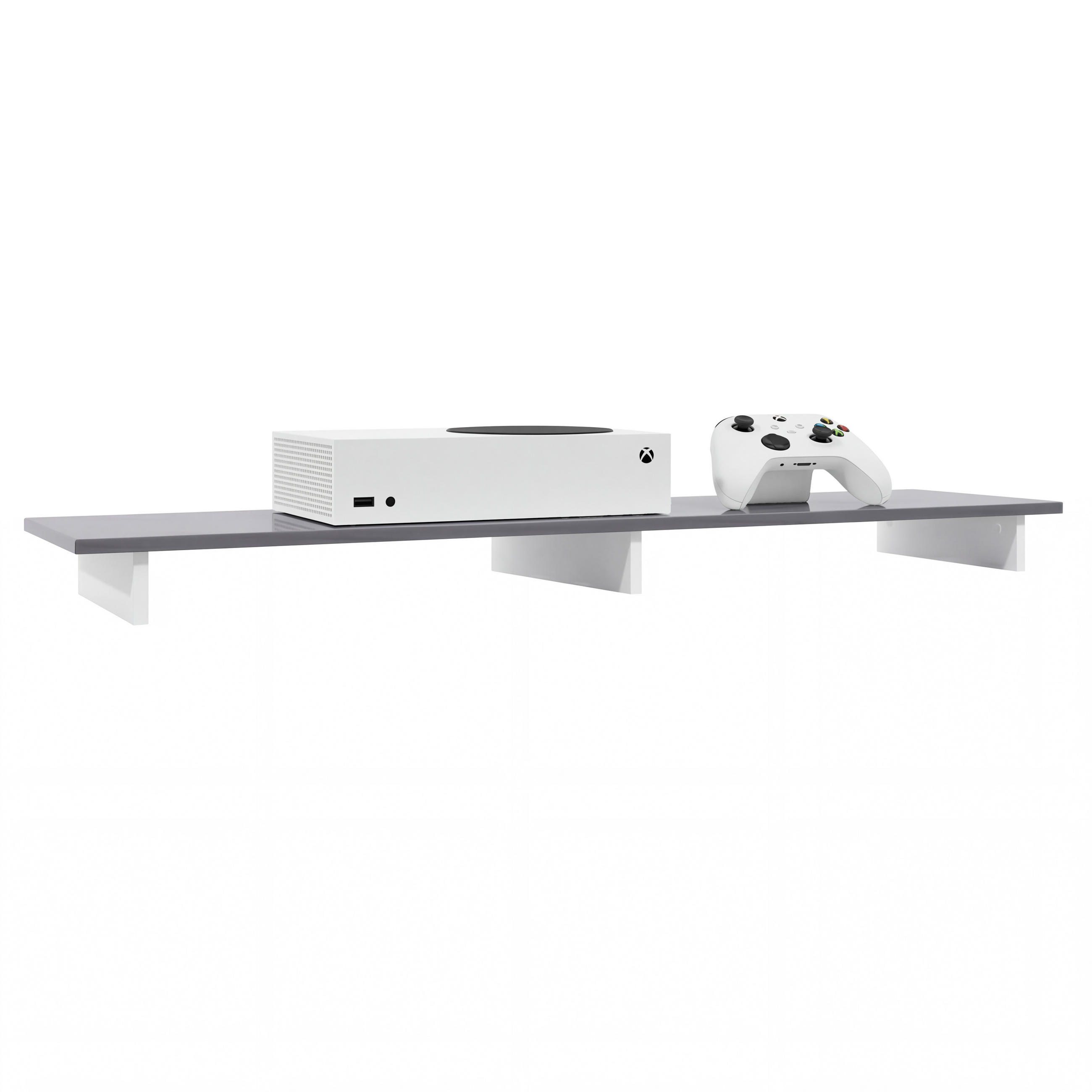 TVAUFSATZ Game Weiß matt / Grau Hochglanz - Grau, Holzwerkstoff (138.5/9.5/34.5cm) - Vladon
