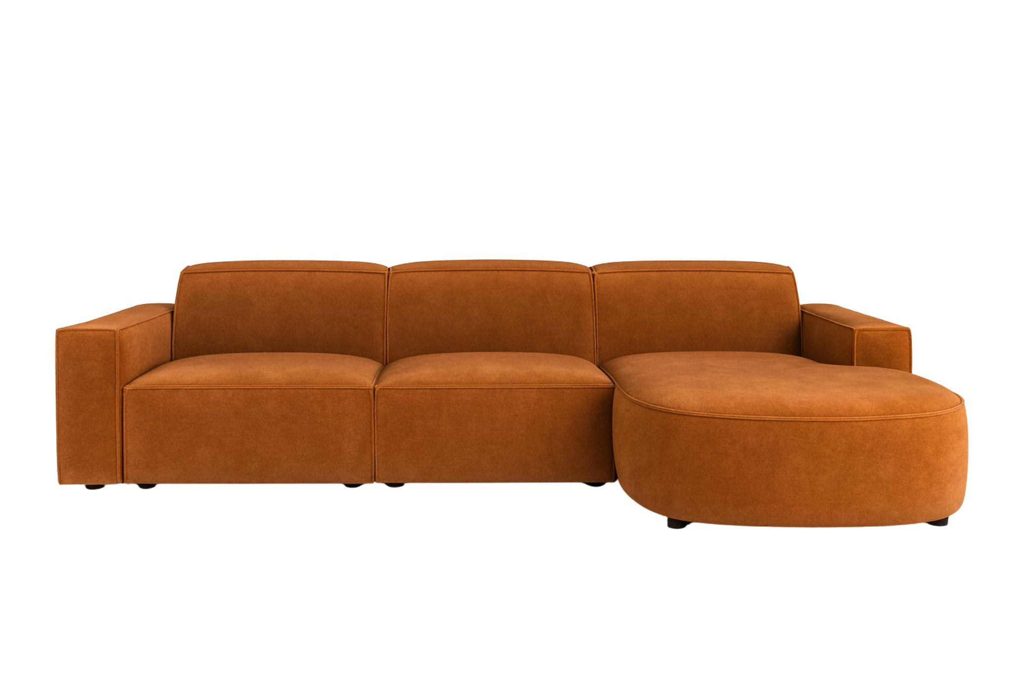 ECKSOFA Cursal Round L-Form, Stoff Salvador, Braun, Rechts - Braun, Holz (284/166cm) - Kaiser Möbel