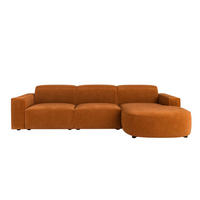 ECKSOFA Cursal Round L-Form, Stoff Salvador, Braun, Rechts - Braun, Holz (284/166cm) - Kaiser Möbel