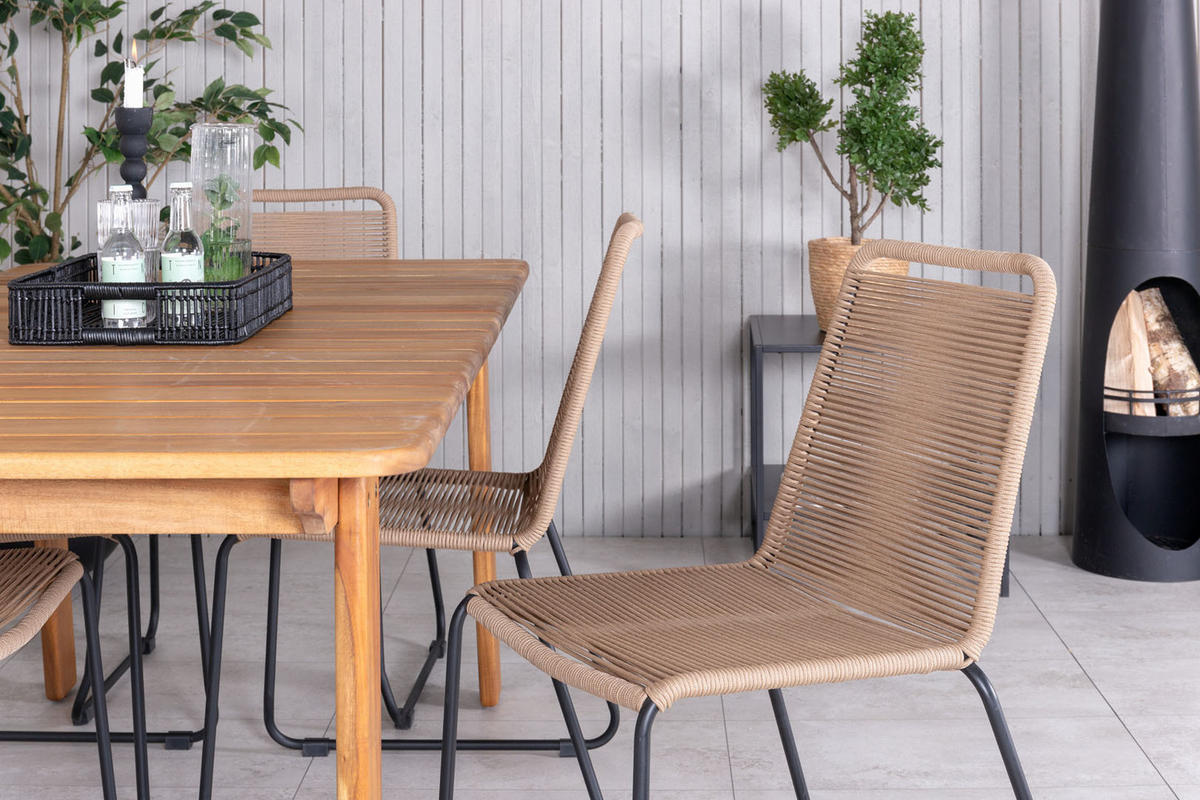 GARTENSTUHL 2er Set Holz - Naturfarben, Textil (57/86/59cm) - ebuy24