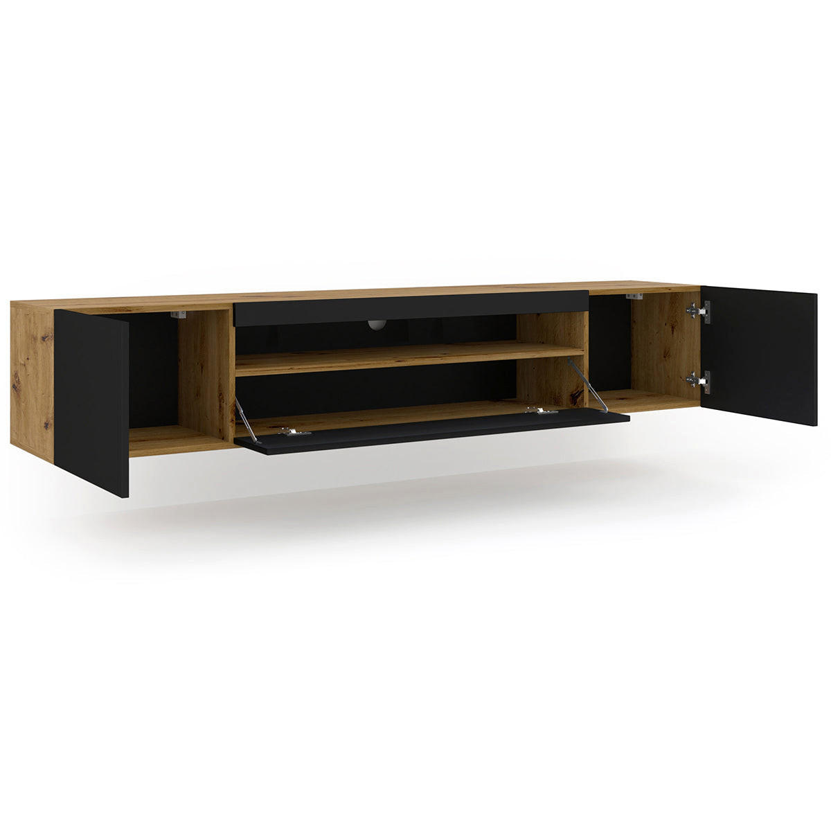 TV STOLÍK Aurus Drevo a čierna farba - čierna, kompozitné drevo (200/36/37cm) - Petits-meubles