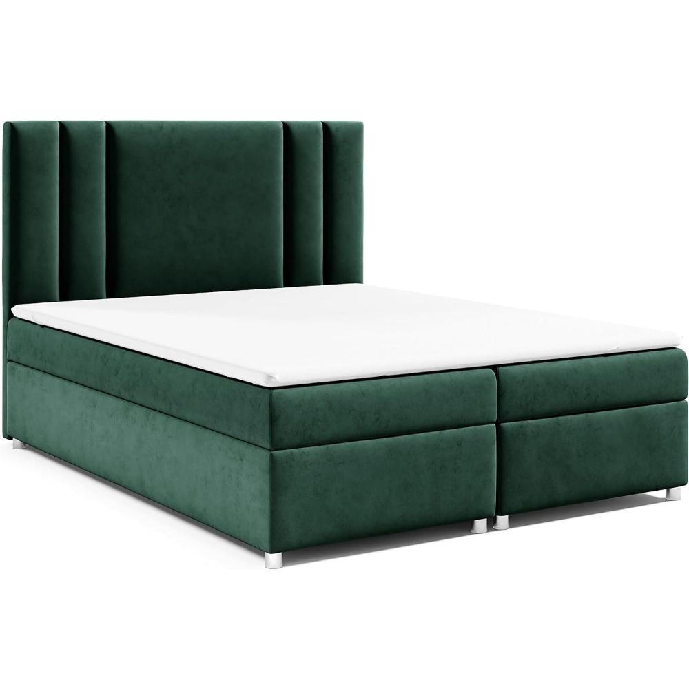 BOXBETT mit Bettkasten Trinity K-8 Bonellfederkern inkl. Topper - Grün, Holz/Holzwerkstoff (160/200cm) - Best For Home