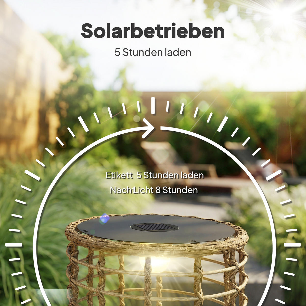 SOLARLAMPE-SET 2 TLG. Sandfarbend - Sandfarben, Kunststoff (45/45/45cm) - Outsunny