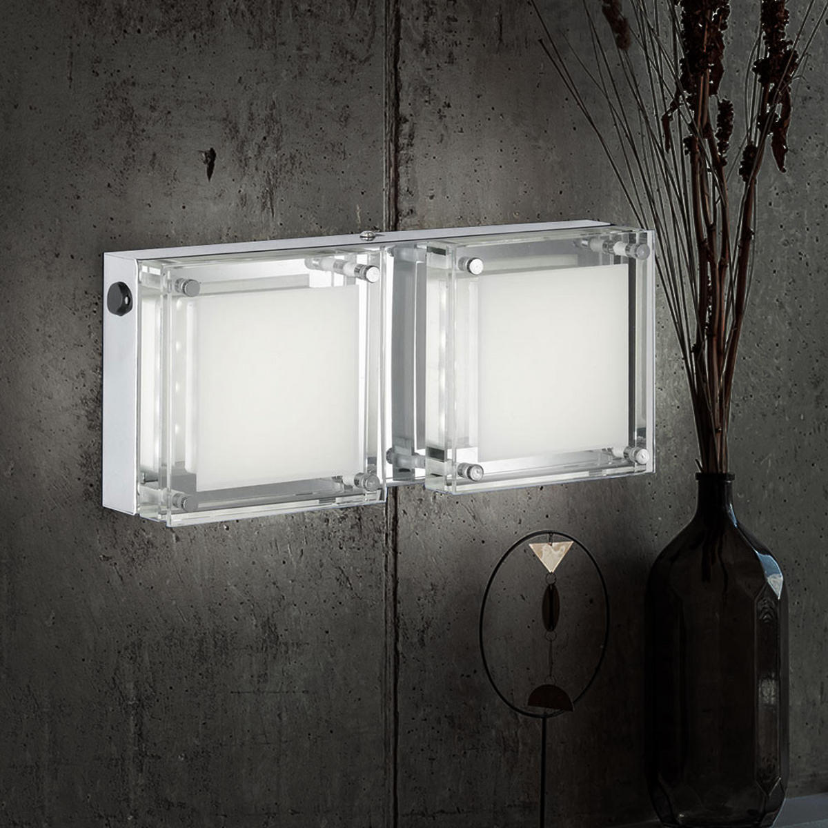 LED WANDLEUCHTE Metall Silber - Silberfarben, Glas (120/12/28cm) - Wofi