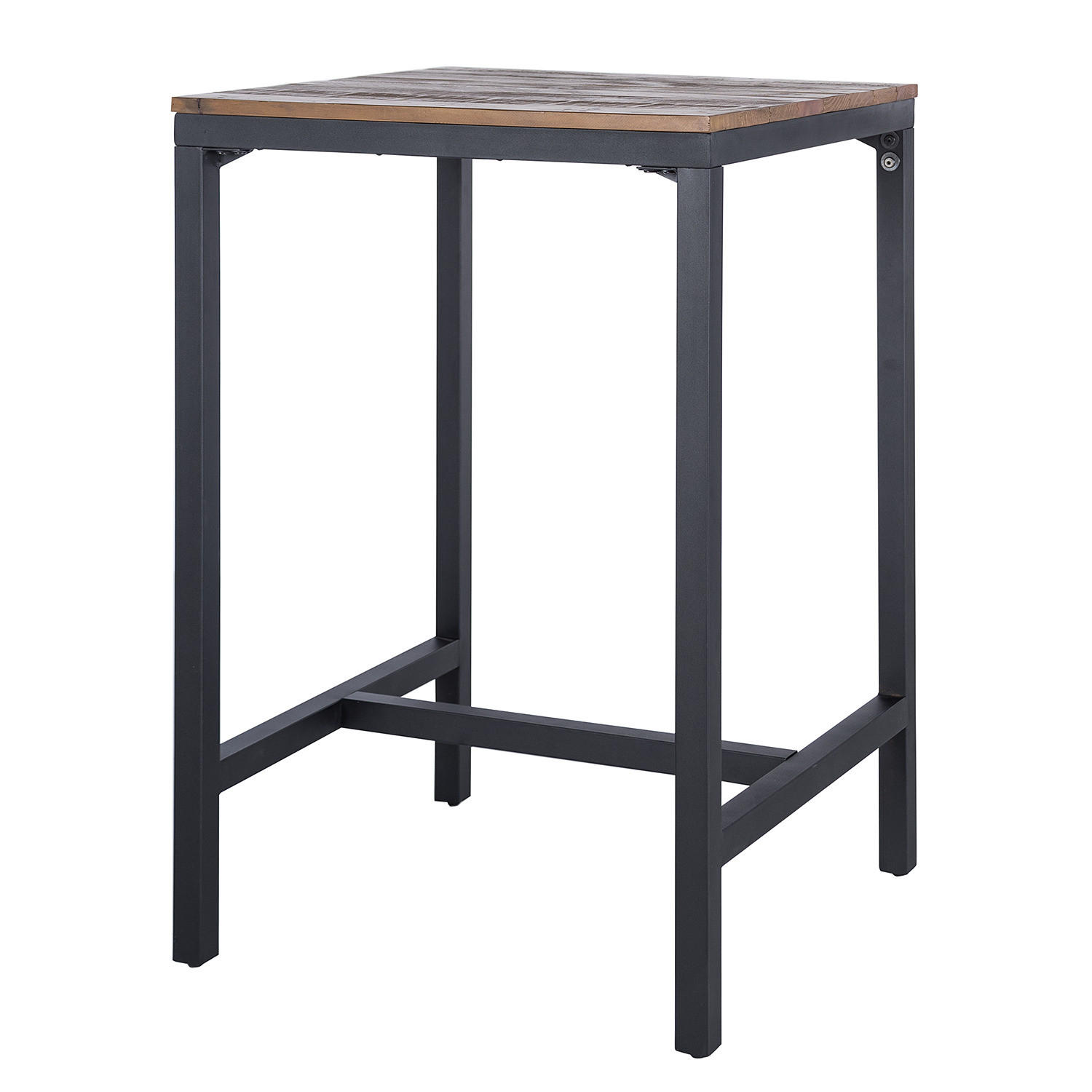 BARTISCH - Pinie massiv / Metall - Schwarz/Pinienfarben, Holz/Metall (70/70/105cm) - home24