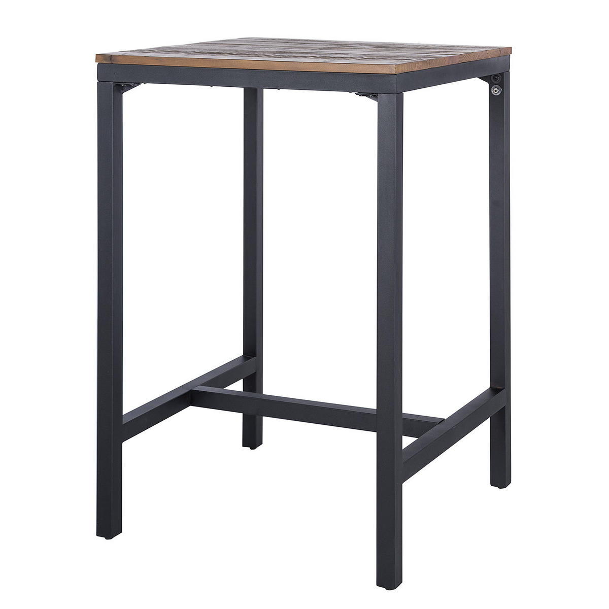 BARTISCH - Pinie massiv / Metall - Schwarz/Pinienfarben, Holz/Metall (70/70/105cm) - home24