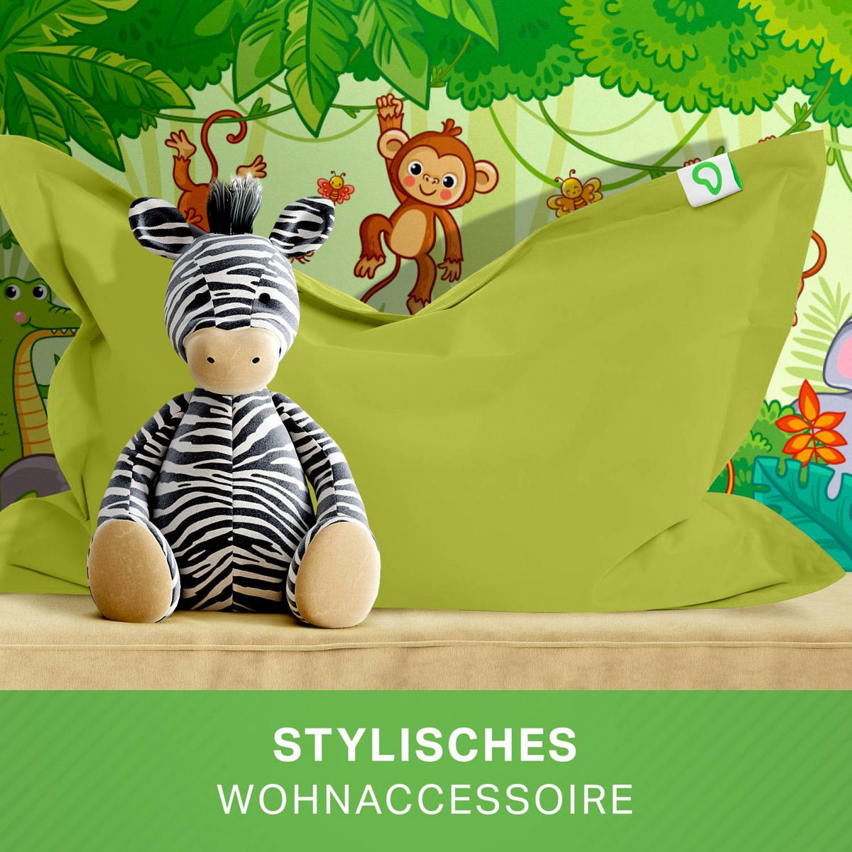 KINDER-SITZSACK 70x100cm - 70 Liter - Grün, Textil (70/10/100cm) - Green Bean